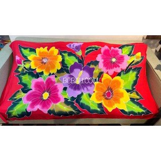 Best Quality Rayon Sarong Hand Painted Flower Design by Balinese Artisans